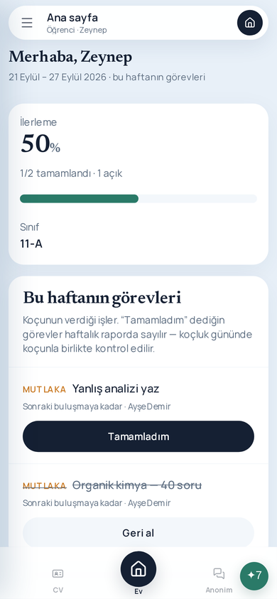 3. GÖREV 'Tamamladım' (Android)